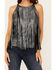 Image #3 - Idyllwind Women's Prescott Foiled Faux Suede Fringe Tank, Black, hi-res