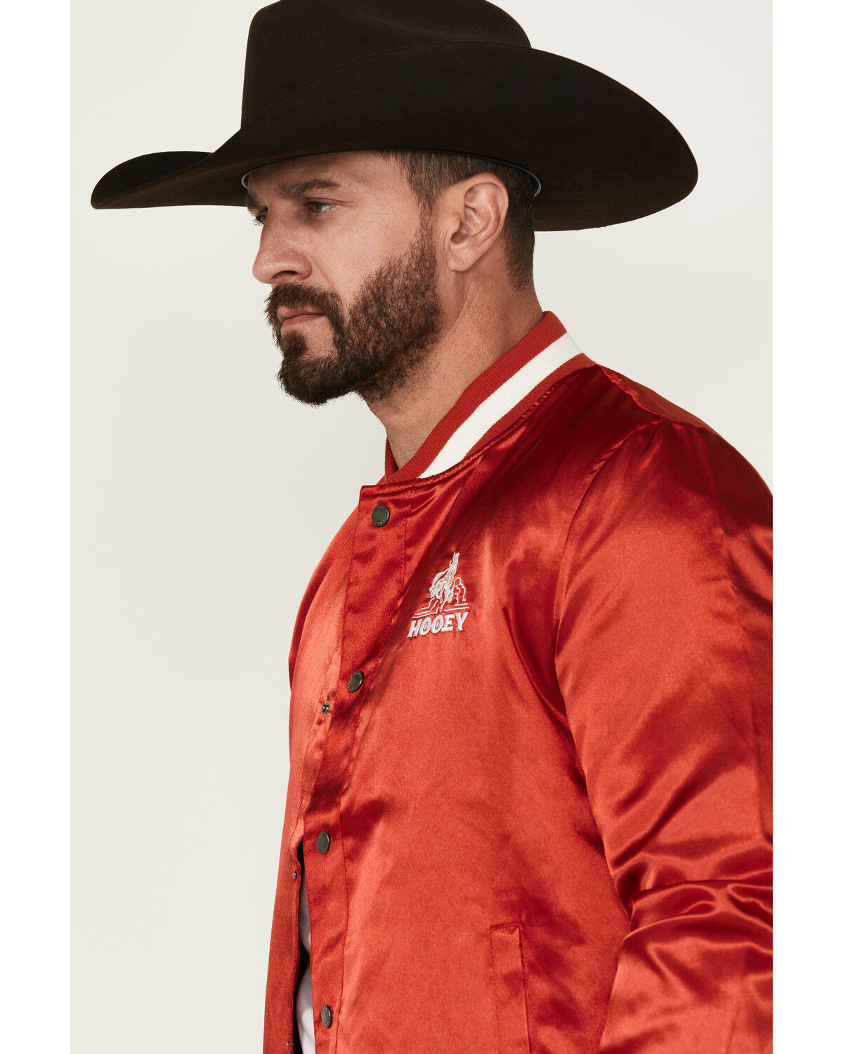 Image #3 - Hooey Men's Logo Shiny Bomber Varsity Jacket, Red, hi-res