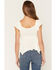 Image #4 - Wild Moss Women's Solid Hanky Hem Short Sleeve Top, Ivory, hi-res