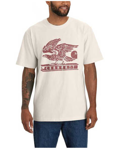 Carhartt Men's Loose Fit Heavyweight Eagle Short Sleeve Graphic T-Shirt - Tall , Oatmeal, hi-res
