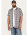 Image #1 - Brothers and Sons Men's Madera Plaid Print Short Sleeve Button-Down Western Shirt, Grey, hi-res