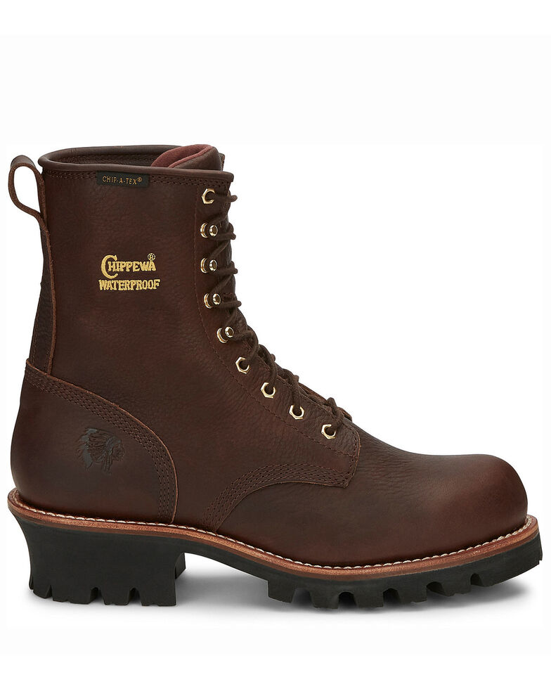 Chippewa Insulated Waterproof 8" Logger Boots Round Toe Country