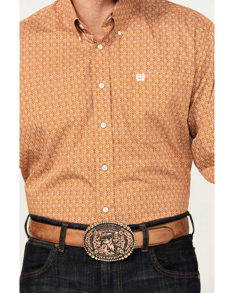 Image #3 - Cinch Men's Geo Print Long Sleeve Button-Down Western Shirt, Copper, hi-res