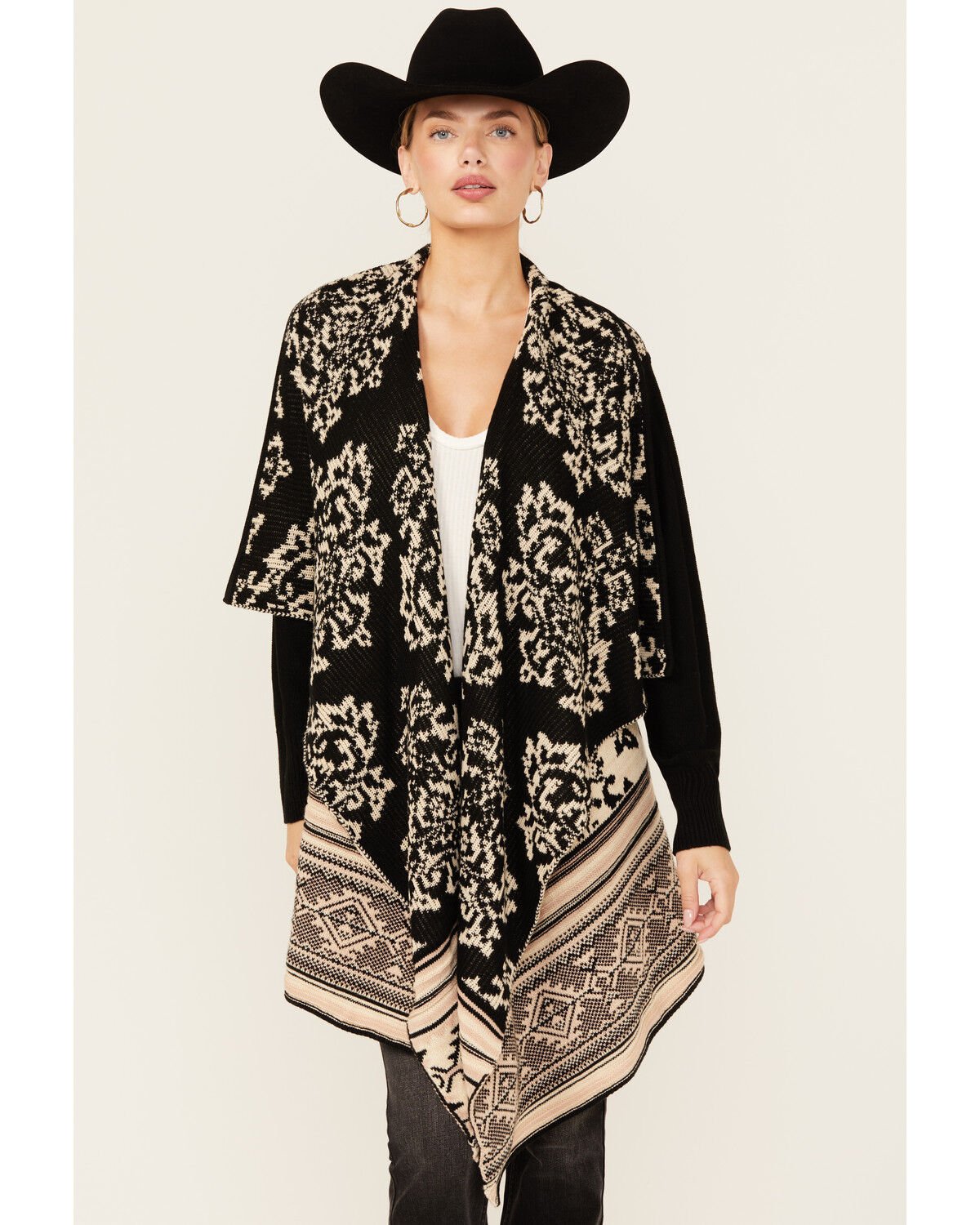 Image #2 - Shyanne Women's Reversible Shawl Cardigan, Black, hi-res
