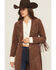 Image #3 - Shyanne Women's Faux Suede Fringe Trench Coat, Brown, hi-res