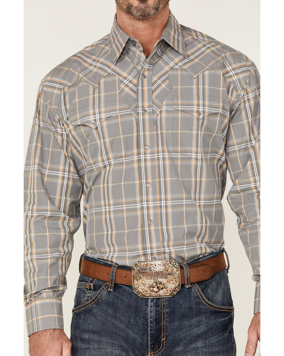 Image #3 - Stetson Men's Smoke Plaid Long Sleeve Snap Western Shirt, , hi-res