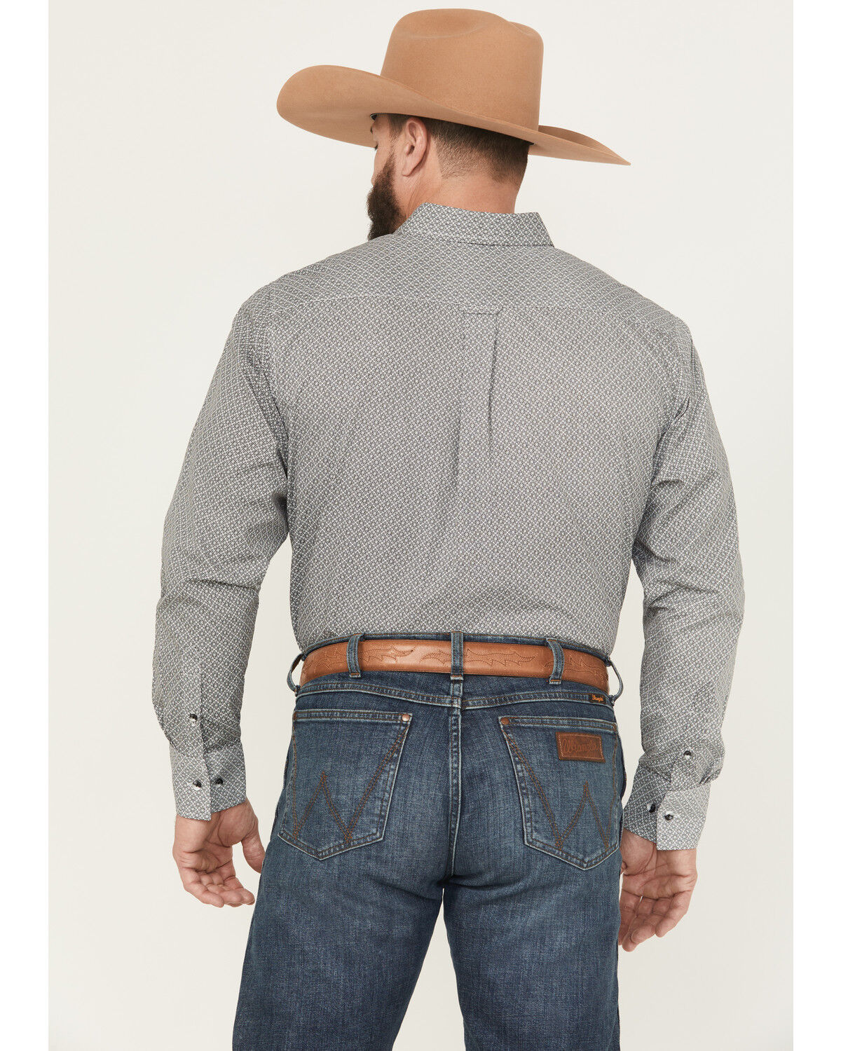 Image #4 - Rodeo Clothing Men's Geo Print Long Sleeve Button-Down Shirt, Grey, hi-res