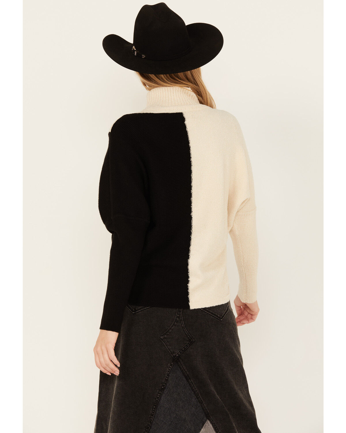 Image #4 - Revel Women's Cross Front Mock Neck Sweater, Black, hi-res