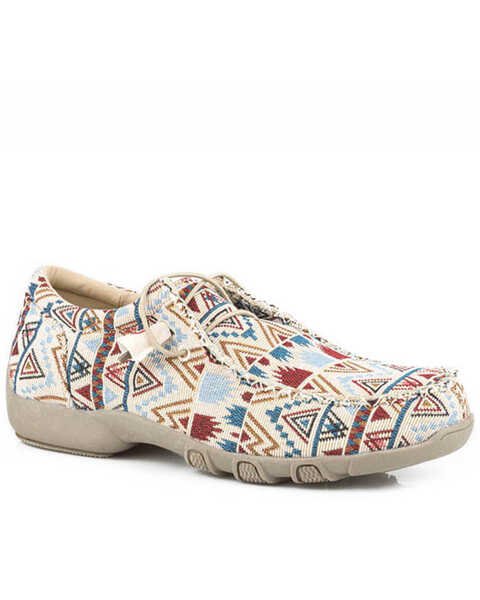 Roper Women's Chillin' Southwestern Casual Shoes - Moc Toe, Tan, hi-res
