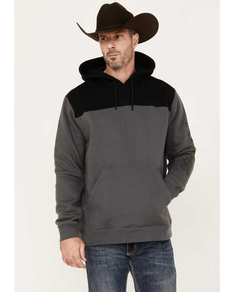 RANK 45 Men's Reflective Sleeve Hooded Sweatshirt , Charcoal, hi-res