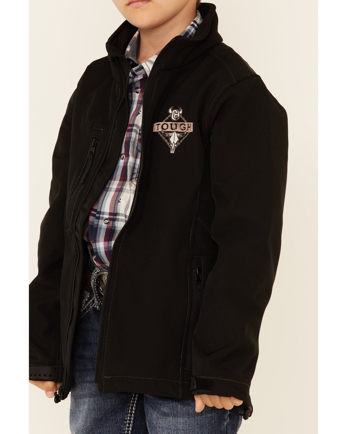 Image #3 - Cowboy Hardware Boys' Black Tough Softshell Zip-Front Jacket , , hi-res