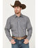 Image #1 - Roper Men's Amarillo Medallion Long Sleeve Western Snap Shirt, Grey, hi-res