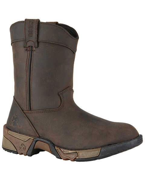 Image #1 - Rocky Boys' Southwest Pull On Boots - Round Toe, Brown, hi-res