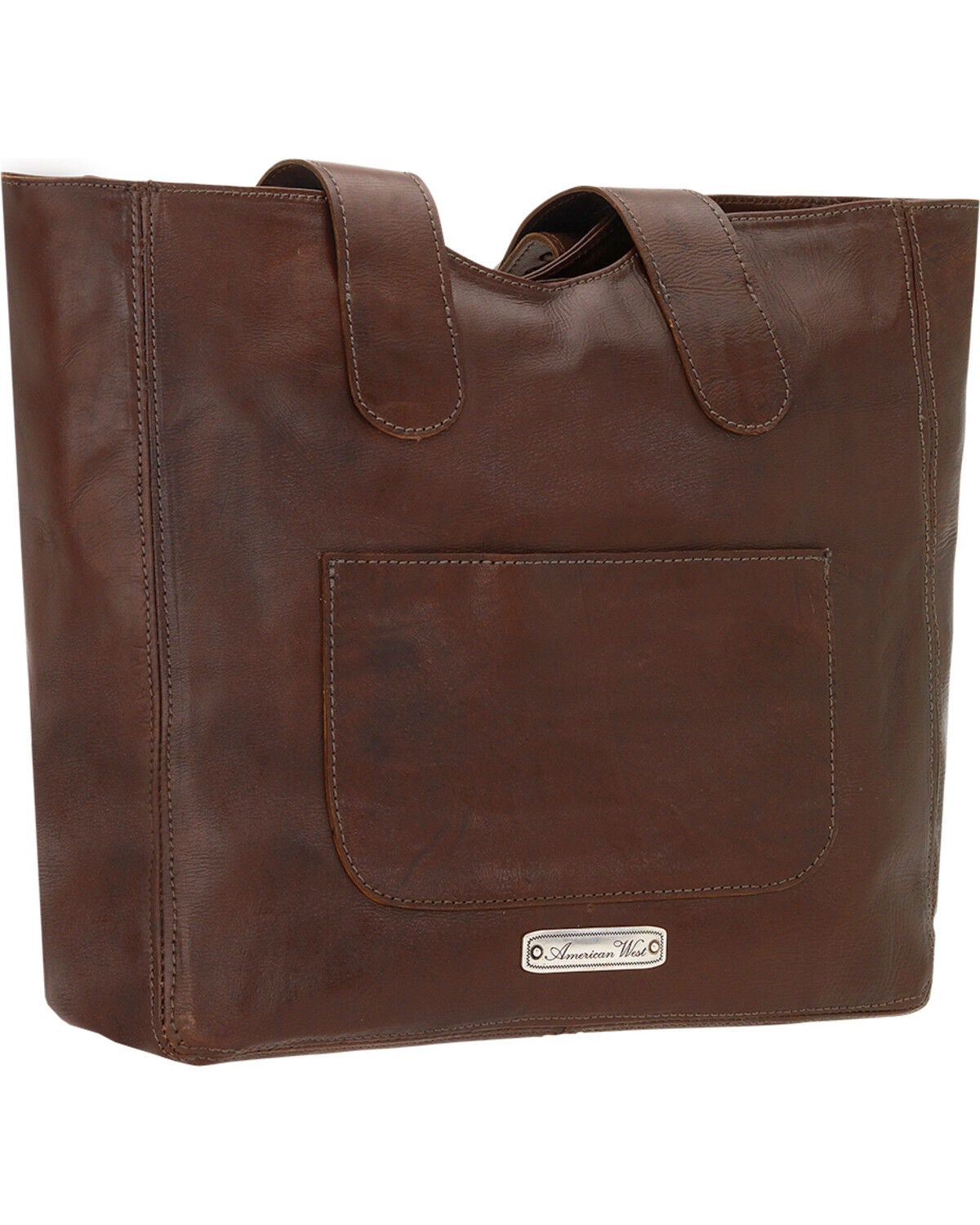 Image #3 - American West Chestnut Brown Mojave Canyon Large Zip Top Tote, Chestnut, hi-res