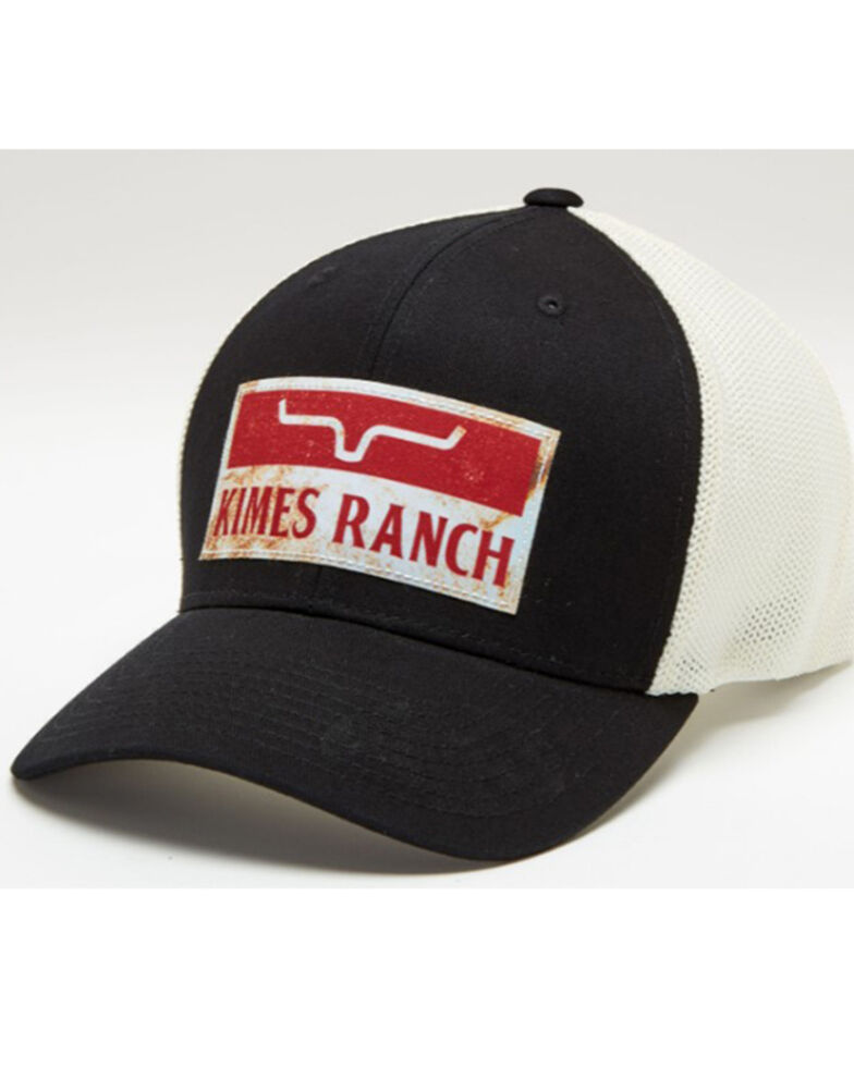 Kimes Ranch Men's Black Fire Ex Logo Patch Mesh-Back Trucker Cap , Black, hi-res