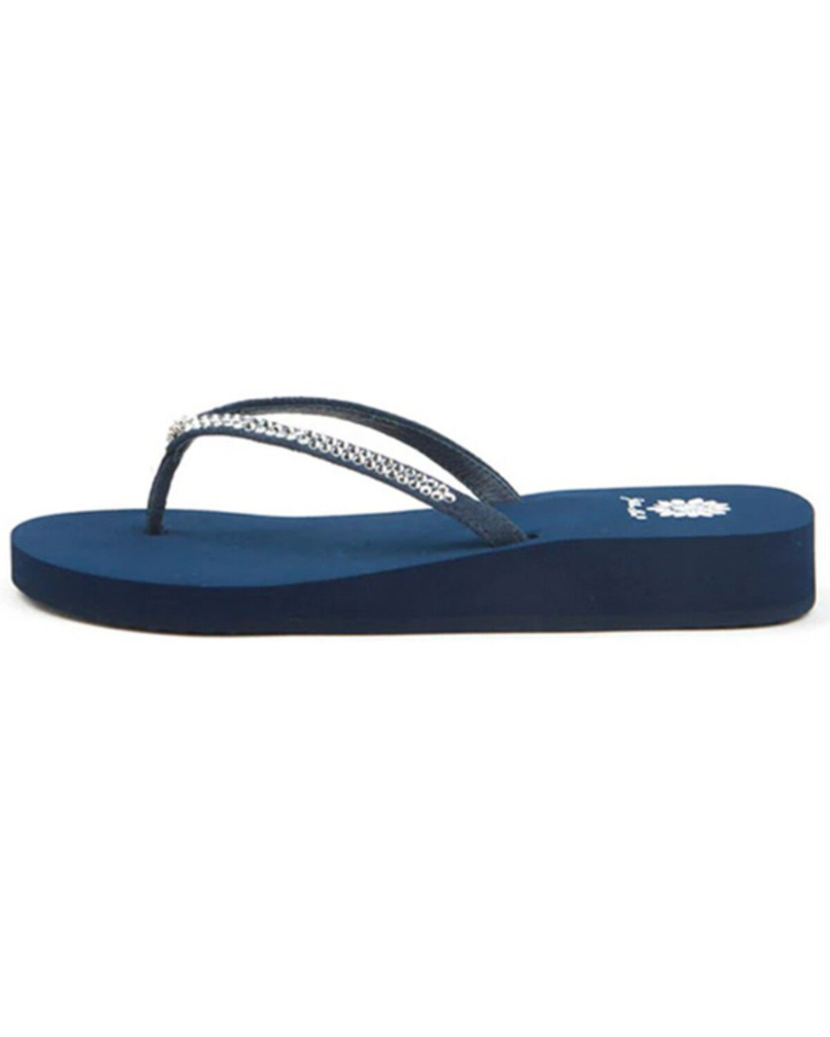 Image #2 - Yellow Box Women's Jello Rhinestone Sandals, Navy, hi-res