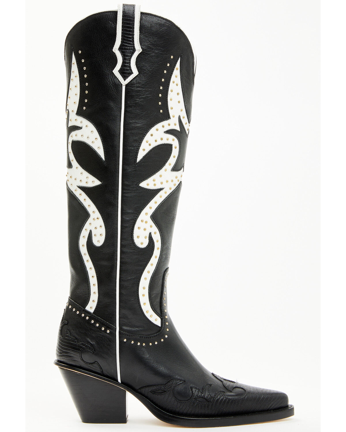 Image #2 - Wonderwest Women's Genoeva Tall Western Boots - Snip Toe, Black/white, hi-res
