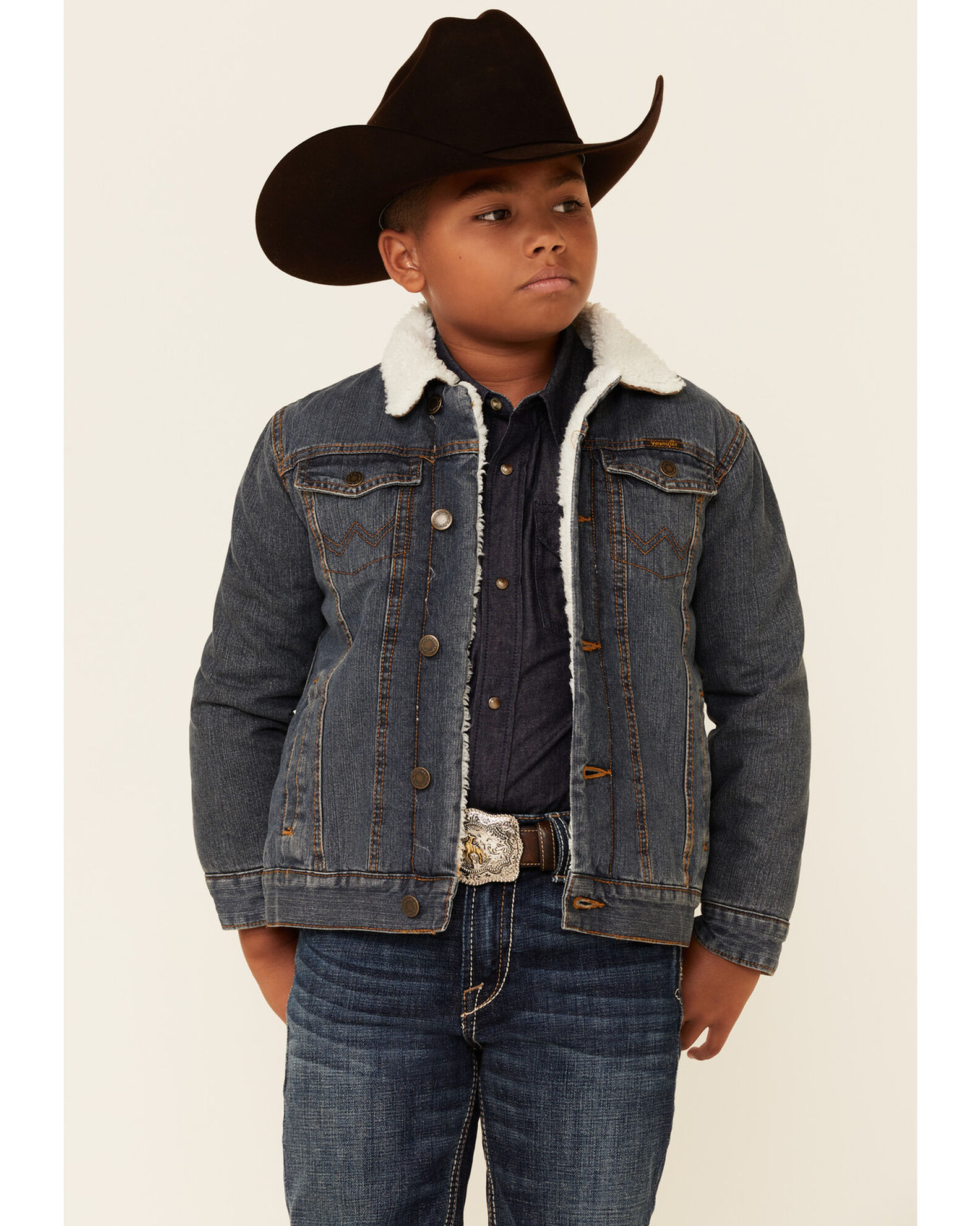 Boys fur lined denim deals jacket