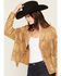 Image #2 - Miss Me Women's Fringe Button Front Short Cardigan, Camel, hi-res