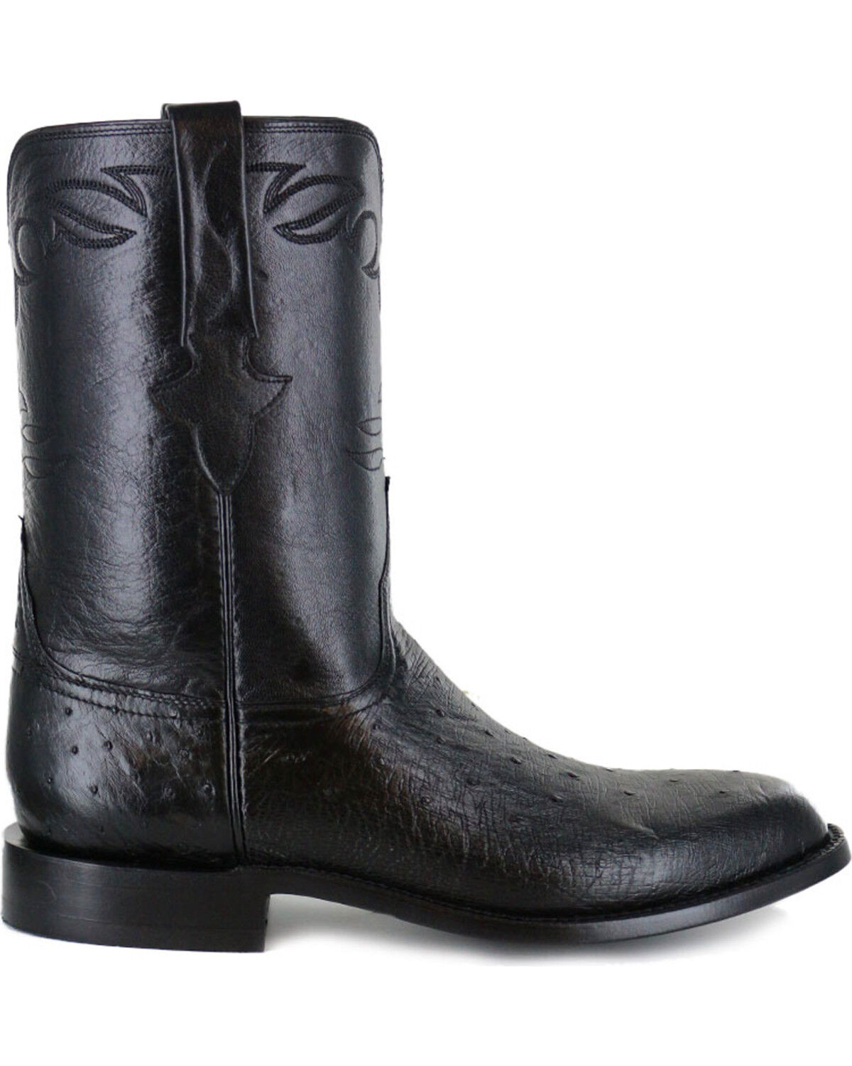 Image #2 - Lucchese Men's Handmade Ward Smooth Ostrich Roper Boots - Round Toe, , hi-res