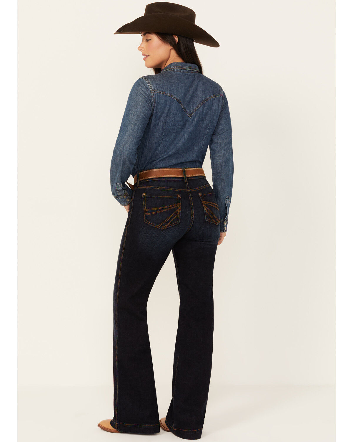 Image #3 - Shyanne Women's Pocatello Dakota Dark Wash Mid Rise Trouser Riding Jeans, Dark Wash, hi-res