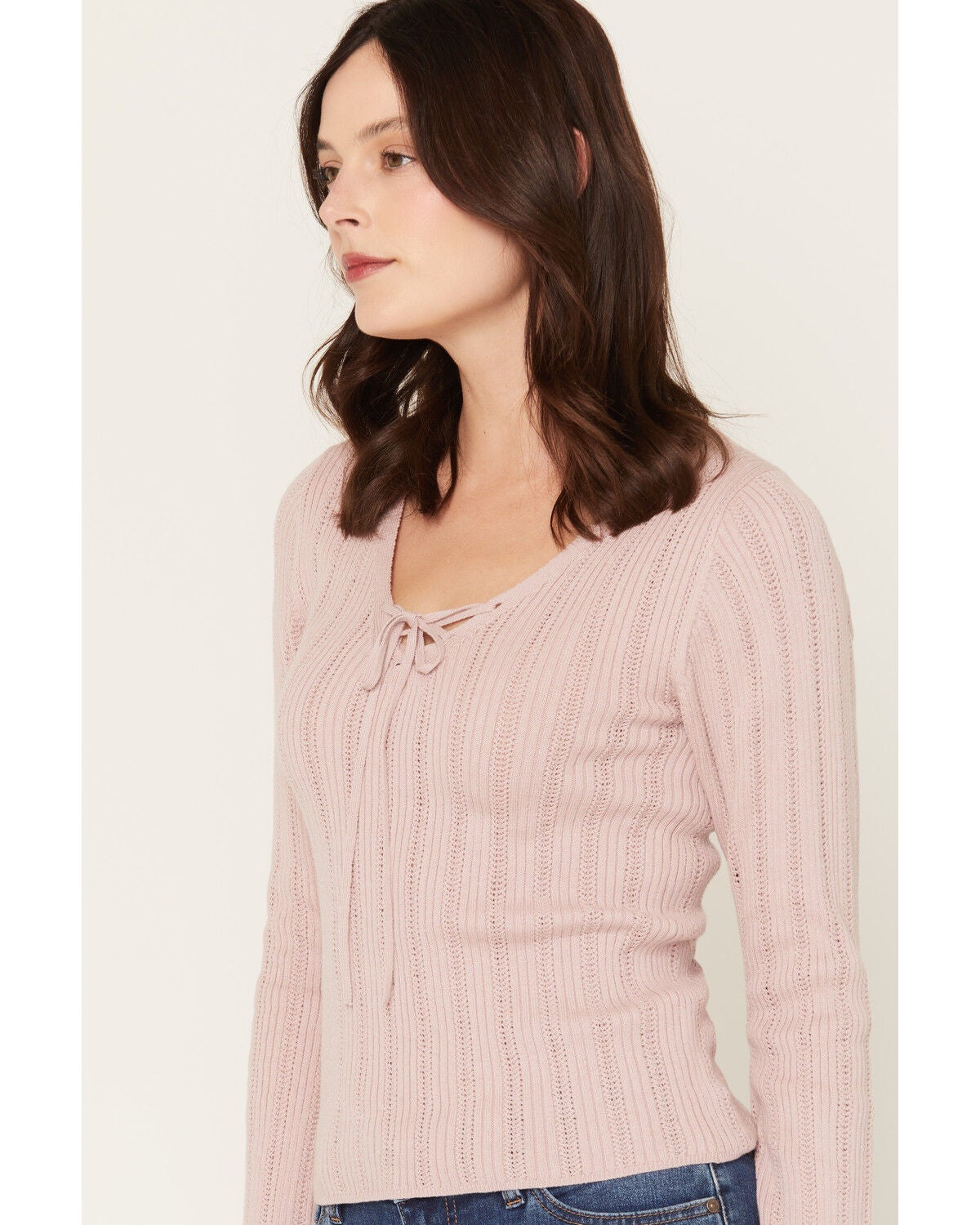 Image #2 - Shyanne Women's Stinner Open V-Neck Sweater, Violet, hi-res