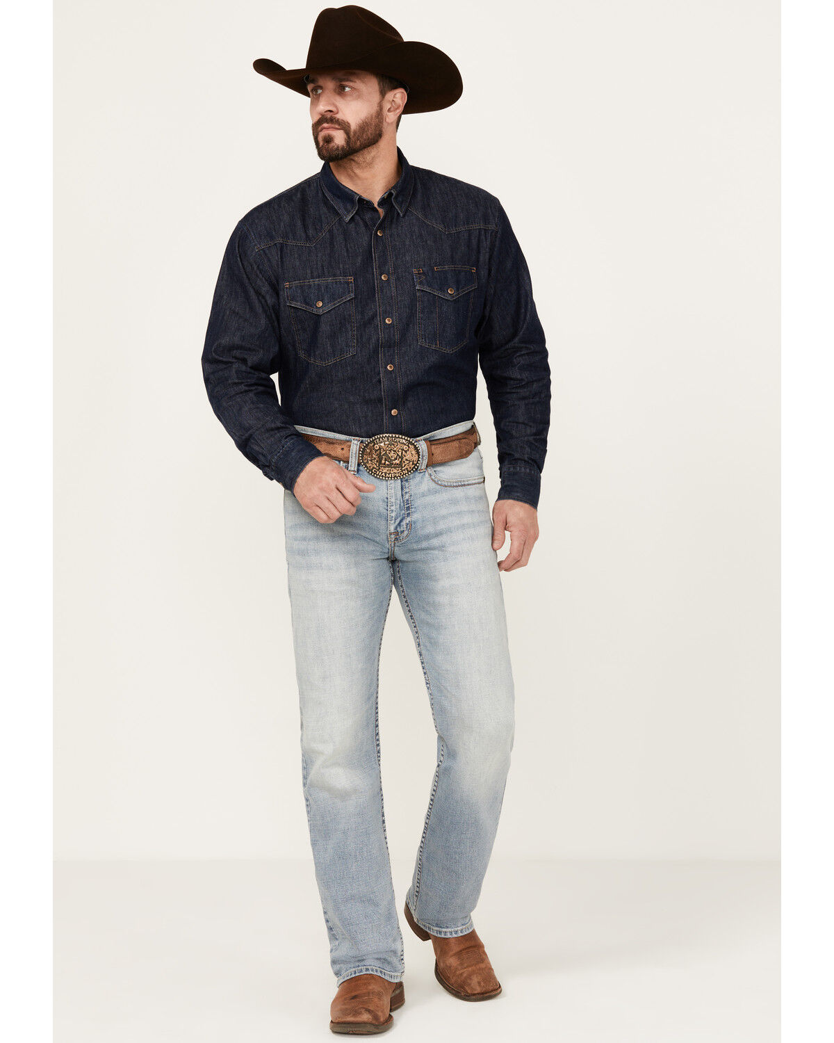 Image #1 - Cody James Men's Light Wash Sawbuck Slim Straight Stretch Denim Jeans, Blue, hi-res