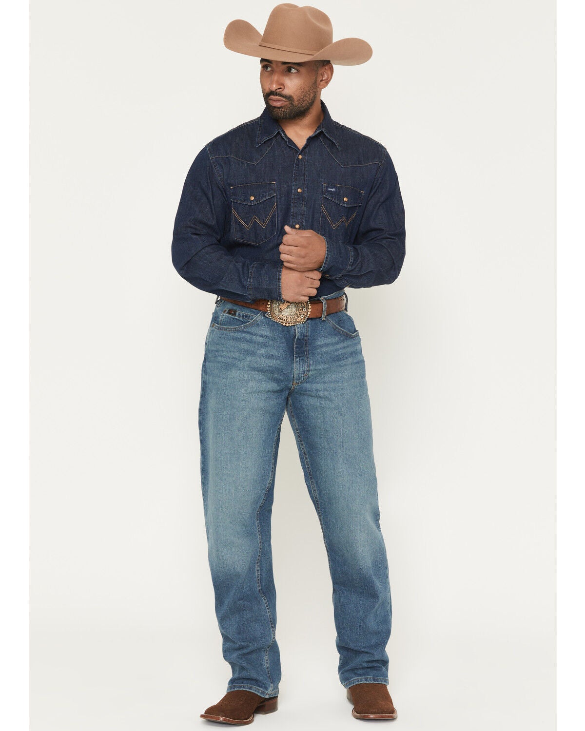 Image #1 - Wrangler X Cody Johnson 20X Medium Wash Relaxed Bootcut Stretch Denim Jeans - Tall, Medium Wash, hi-res