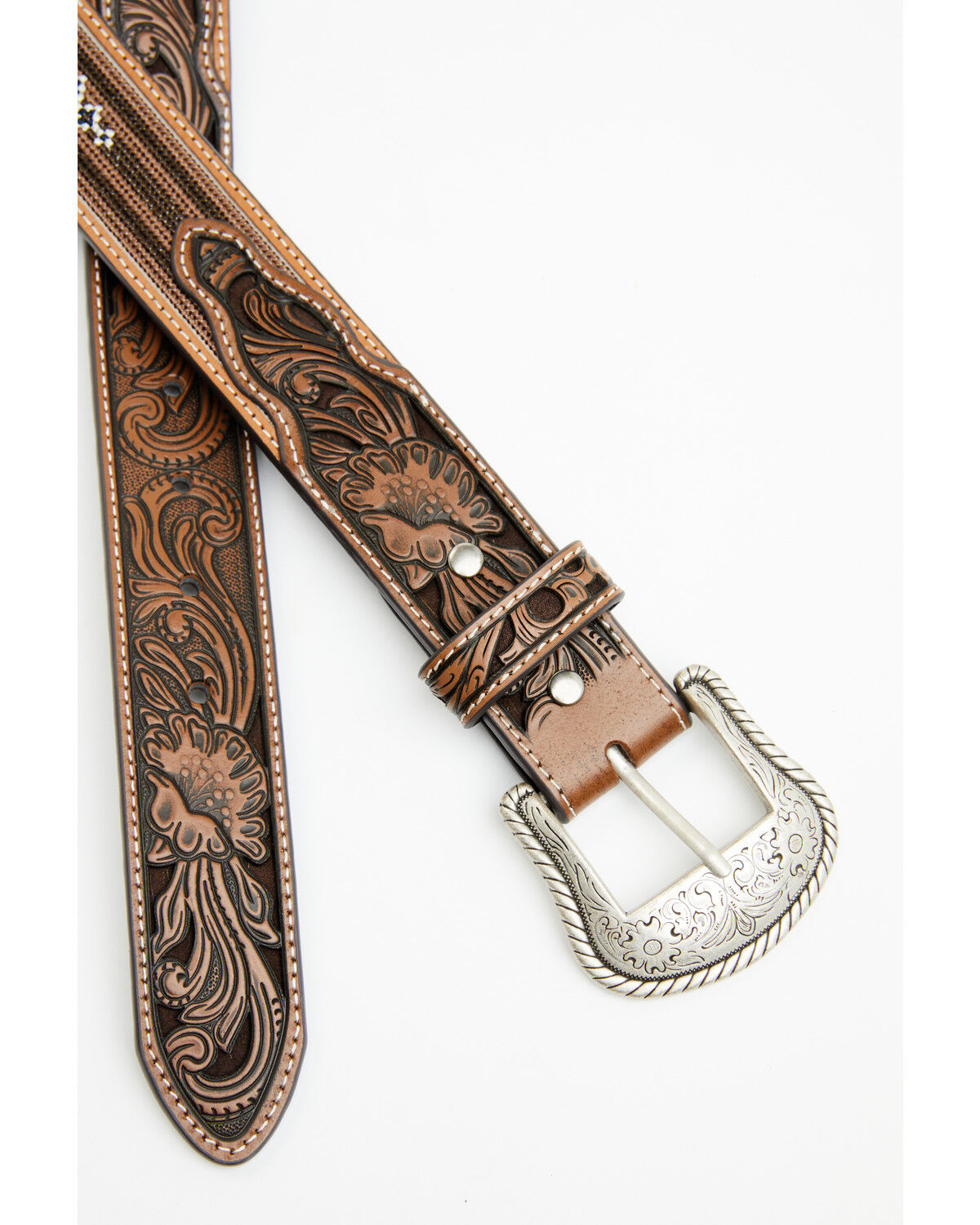 Image #4 - Cody James Men's Austin Southwestern Print Embroidered and Tooled Belt, Brown, hi-res