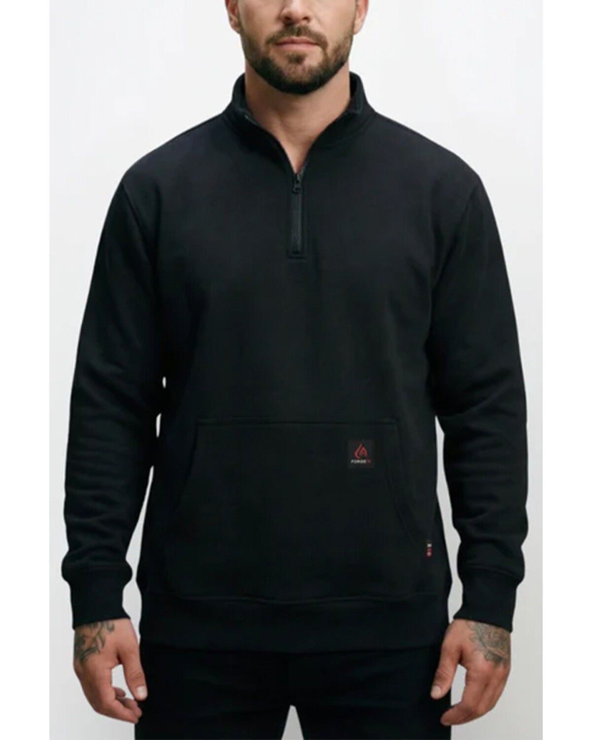 Image #1 - Forge Workwear Men's FR 1/4 Zip Work Pullover Sweater, Black, hi-res