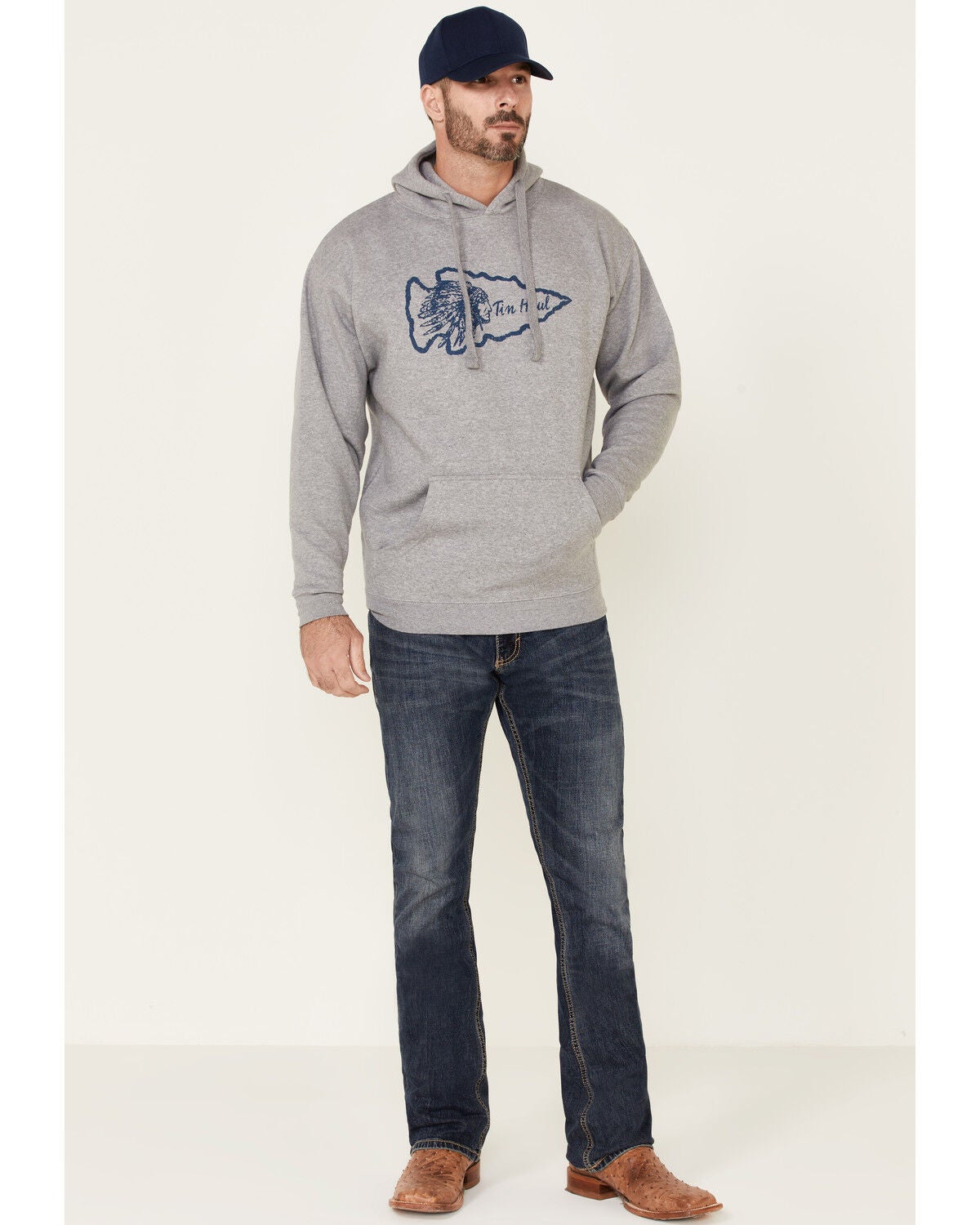 Image #2 - Tin Haul Men's Gray Native Arrowhead Graphic Hooded Sweatshirt, , hi-res