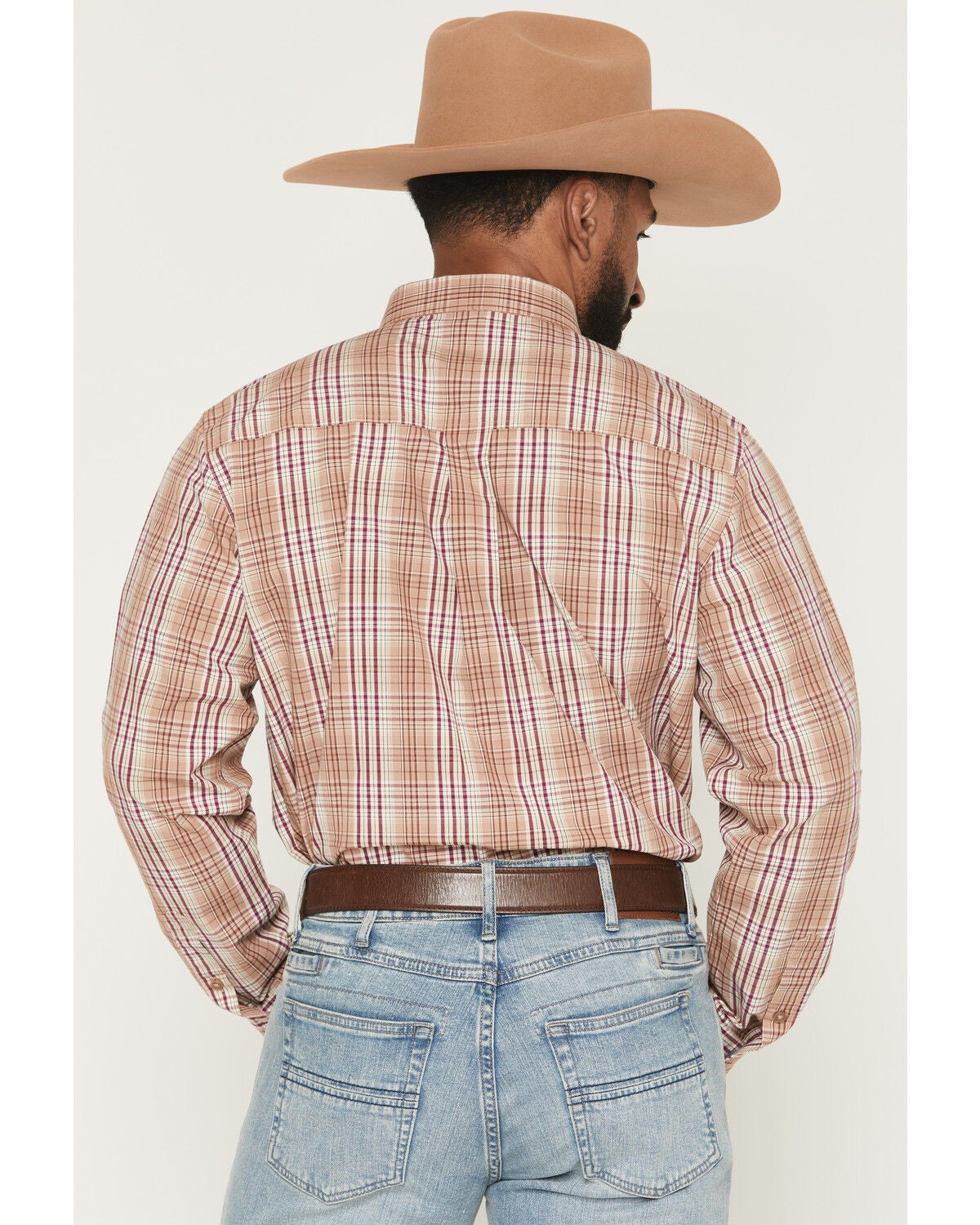 Image #4 - Cody James Men's Bodie Plaid Print Long Sleeve Button-Down Stretch Western Shirt, Tan, hi-res