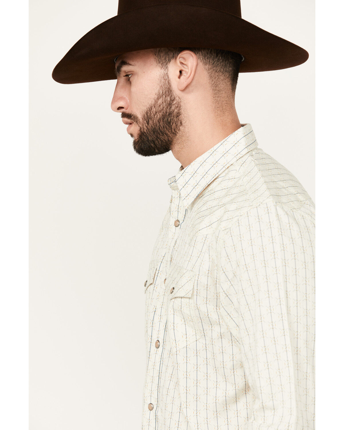 Image #2 - Moonshine Spirit Men's Uptown Geo Dobby Striped Print Long Sleeve Snap Western Shirt, Cream, hi-res
