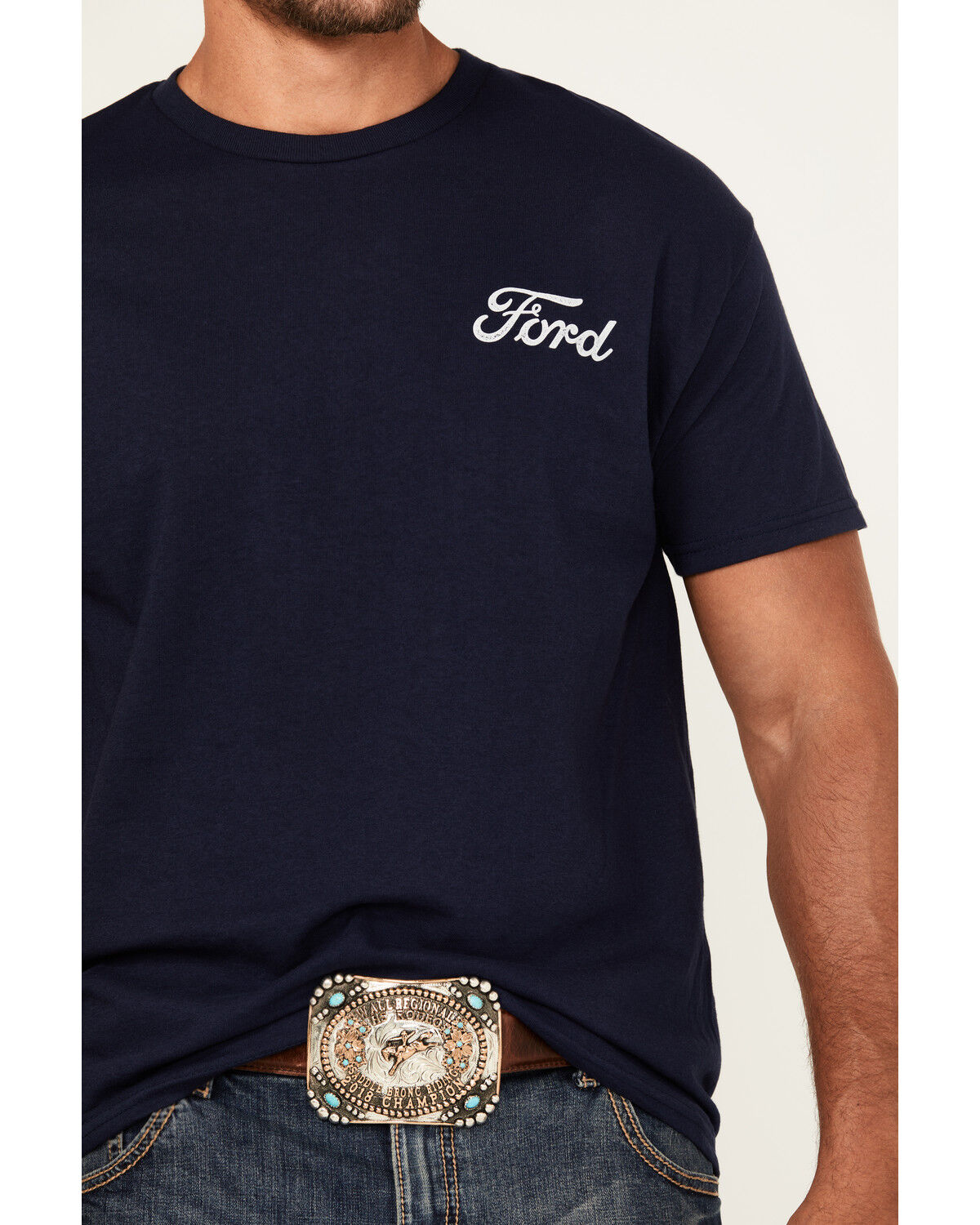 Image #3 - Buckwear Men's Ford Freedom Truck Short Sleeve Graphic T-Shirt, Navy, hi-res