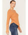 Image #2 - Miss Me Women's Eyelet Lace Ribbed Top, Rust Copper, hi-res