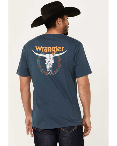 Wrangler Men's Boot Barn Exclusive Steerhead Logo Short Sleeve Graphic T-Shirt , Navy, hi-res