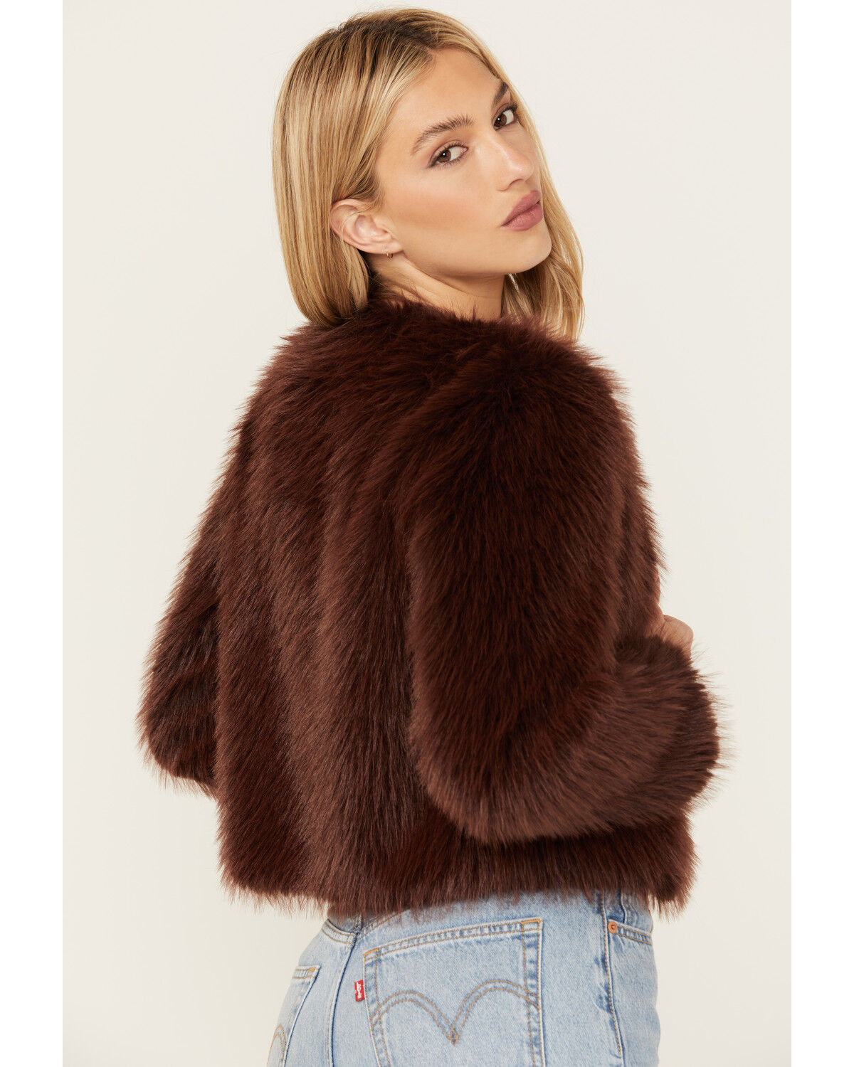 Image #4 - Shyanne Women's Fluffy Faux Fur Coat, Mahogany, hi-res