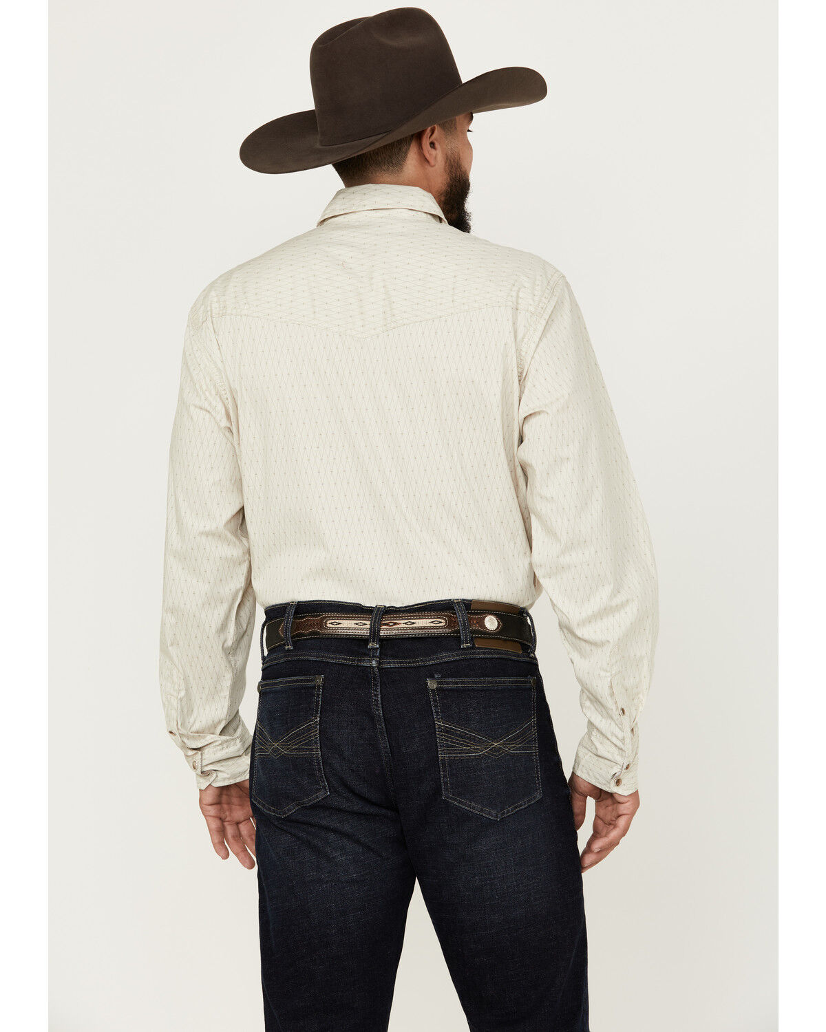 Image #4 - Wrangler Men's 20X Advanced Comfort Print Long Sleeve Snap Western Shirt, Sand, hi-res