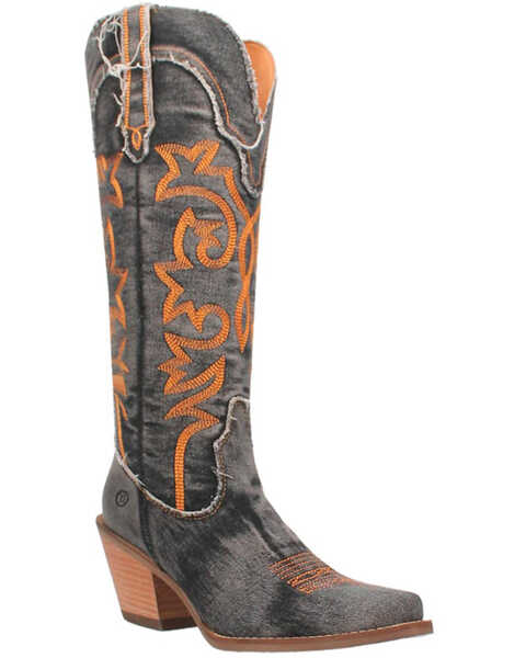 Dingo Women's Texas Tornado Tall Western Boots - Pointed Toe , Black, hi-res