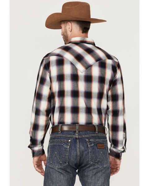 Roper Men's Large Ombre Plaid Long Sleeve Snap Western Shirt , Black, hi-res