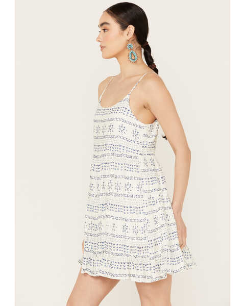 Image #2 - En Creme Women's Abstract Striped Sleeveless Mini Dress, Blue/white, hi-res