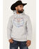 Image #1 - Cody James Men's Barbed Wire Triple Steer Head Hooded Sweatshirt, Light Grey, hi-res