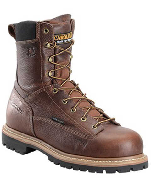 Image #1 - Carolina Men's 8" Waterproof Lace to Toe Comp Work Boot, Medium Brown, hi-res