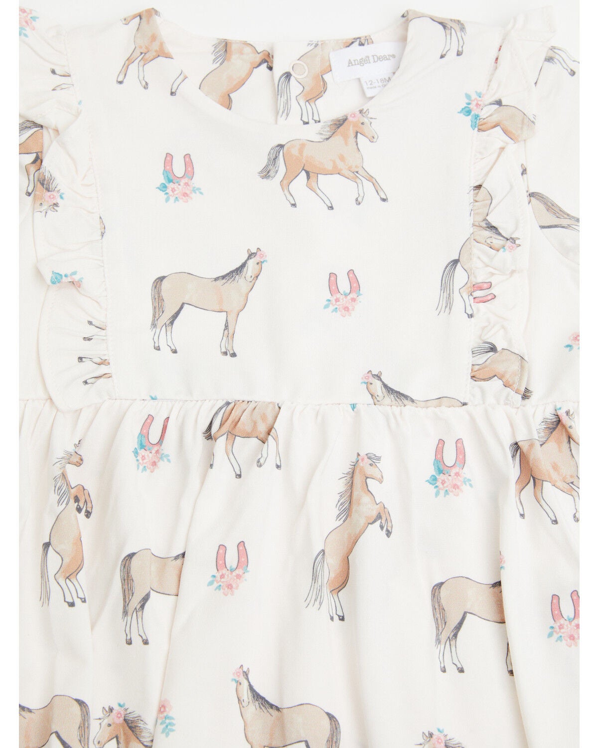 Image #2 - Angel Dear Infant Girls' Horse Print Onesie Dress, Pink, hi-res