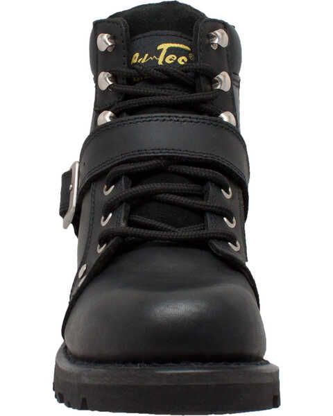 Ad Tec Women's 6" Lace Zipper Biker Boots - Soft Toe, Black, hi-res