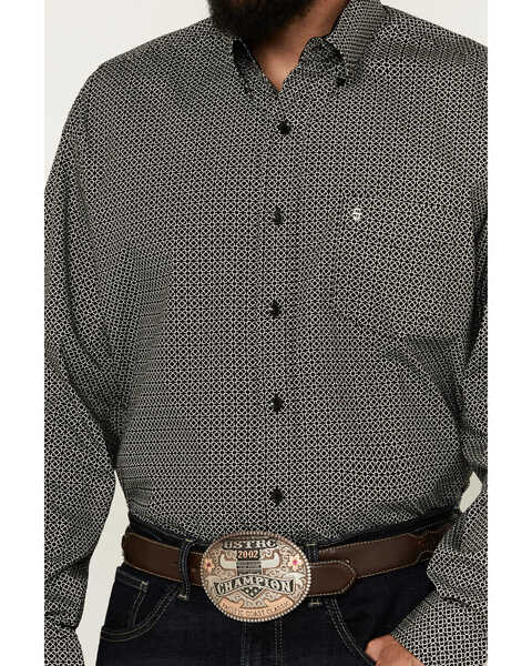 Image #3 - Stetson Men's Geo Print Long Sleeve Button-Down Western Shirt, Black, hi-res