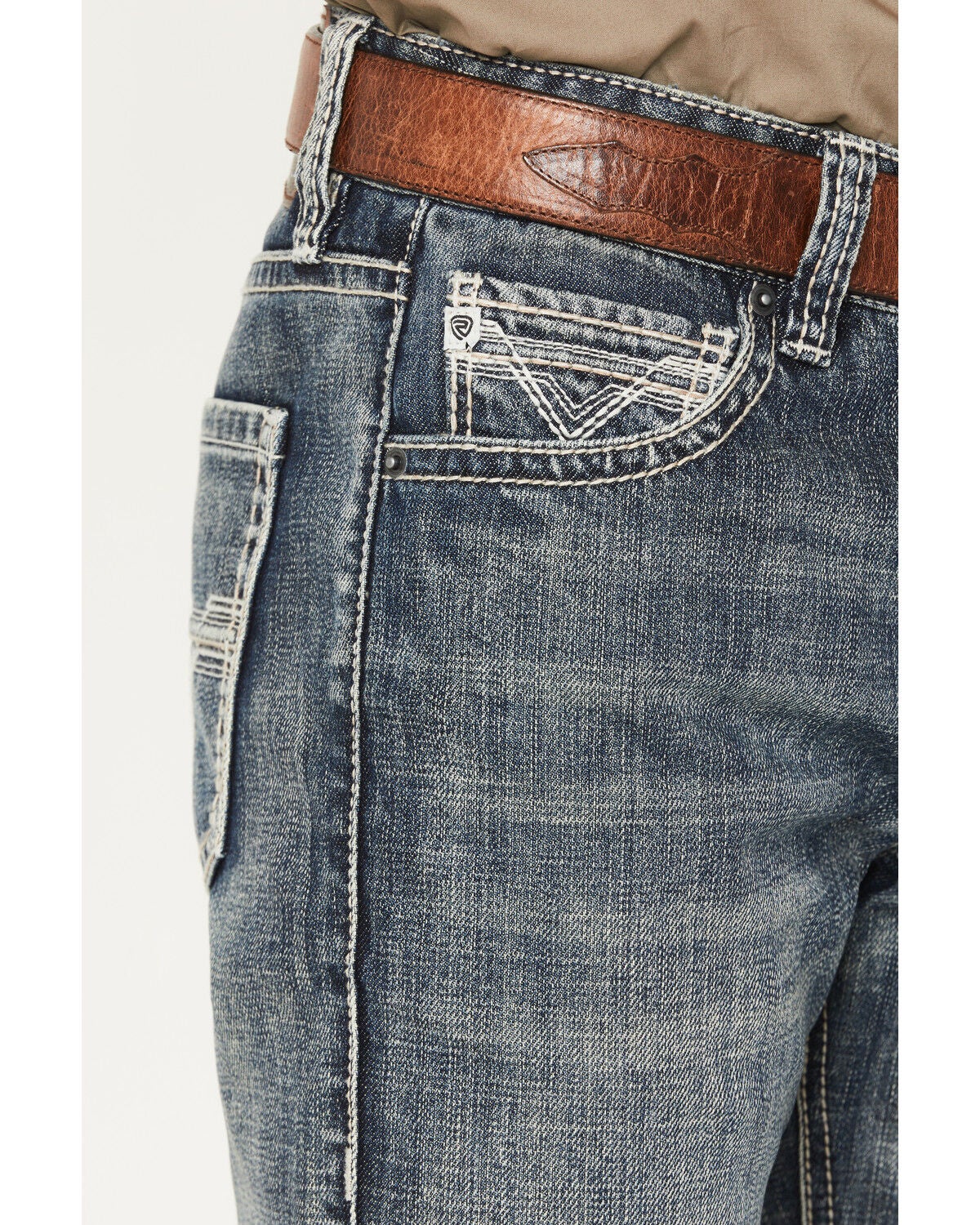 Image #2 - Rock & Roll Denim Men's Double Barrel Medium Wash Relaxed Bootcut Rigid Denim, Dark Medium Wash, hi-res