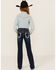 Image #1 - Shyanne Girls' Southwestern Floral Border Pocket Stretch Bootcut Jeans, Blue, hi-res