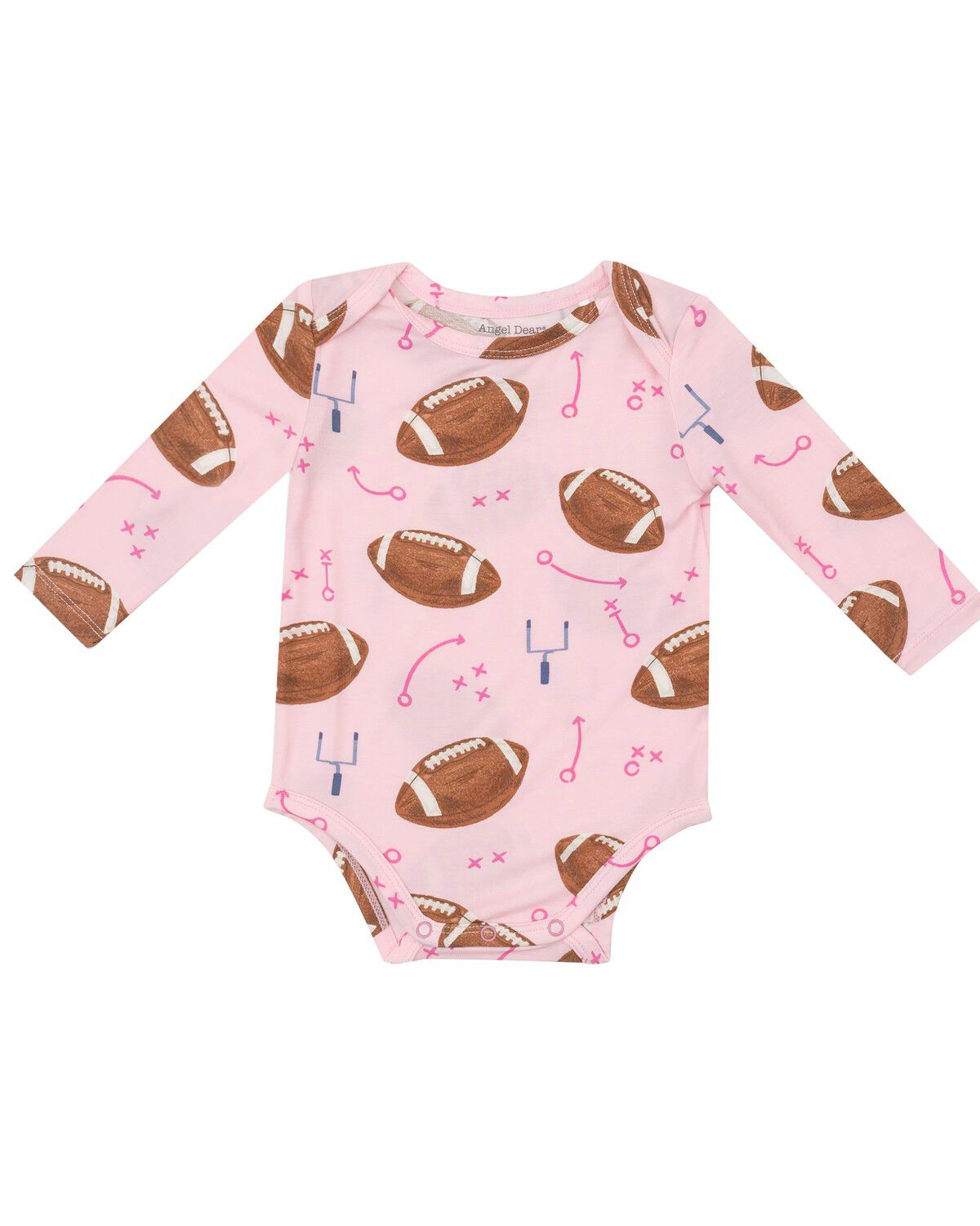 Image #1 - Angel Dear Infant Girls' Football Conversation Print Long Sleeve Onesie, Pink, hi-res