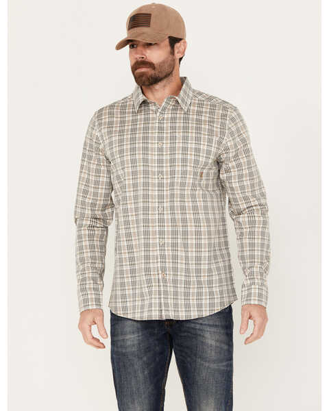 Image #1 - Brothers and Sons Men's Bexar Plaid Print Long Sleeve Button Down Western Shirt, Tan, hi-res